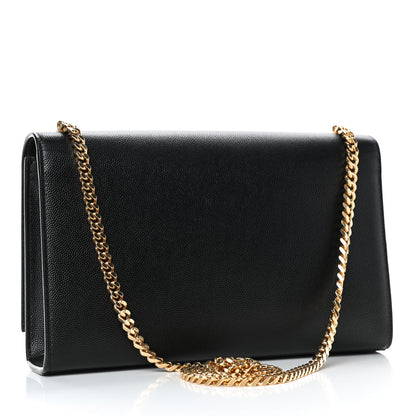 Saint Laurent Grain De Poudre Star Studded Monogram Wallet on Chain Black 2 of 4