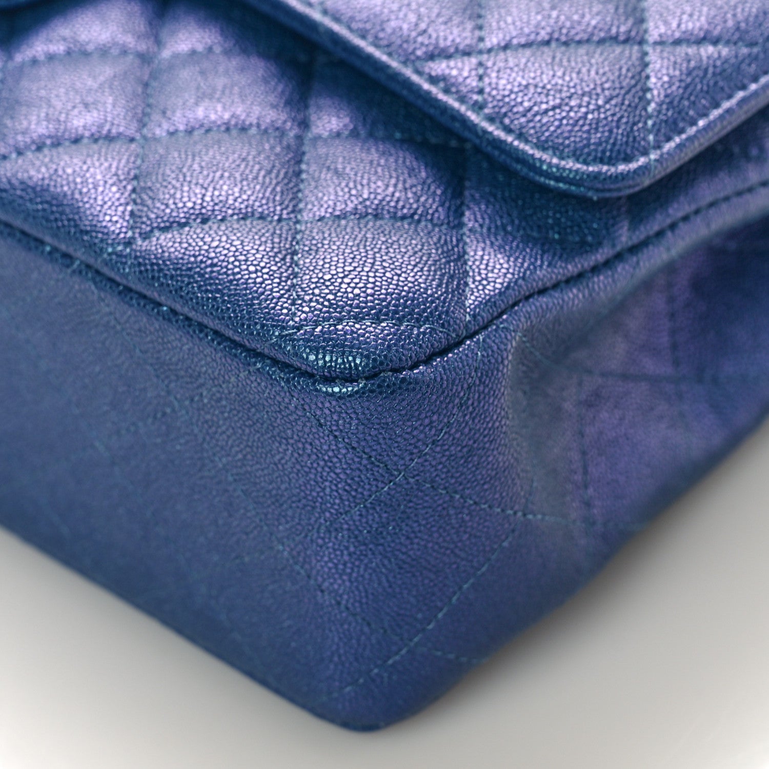 Chanel Iridescent Caviar Quilted Medium Double Flap Dark Blue 9 of 9