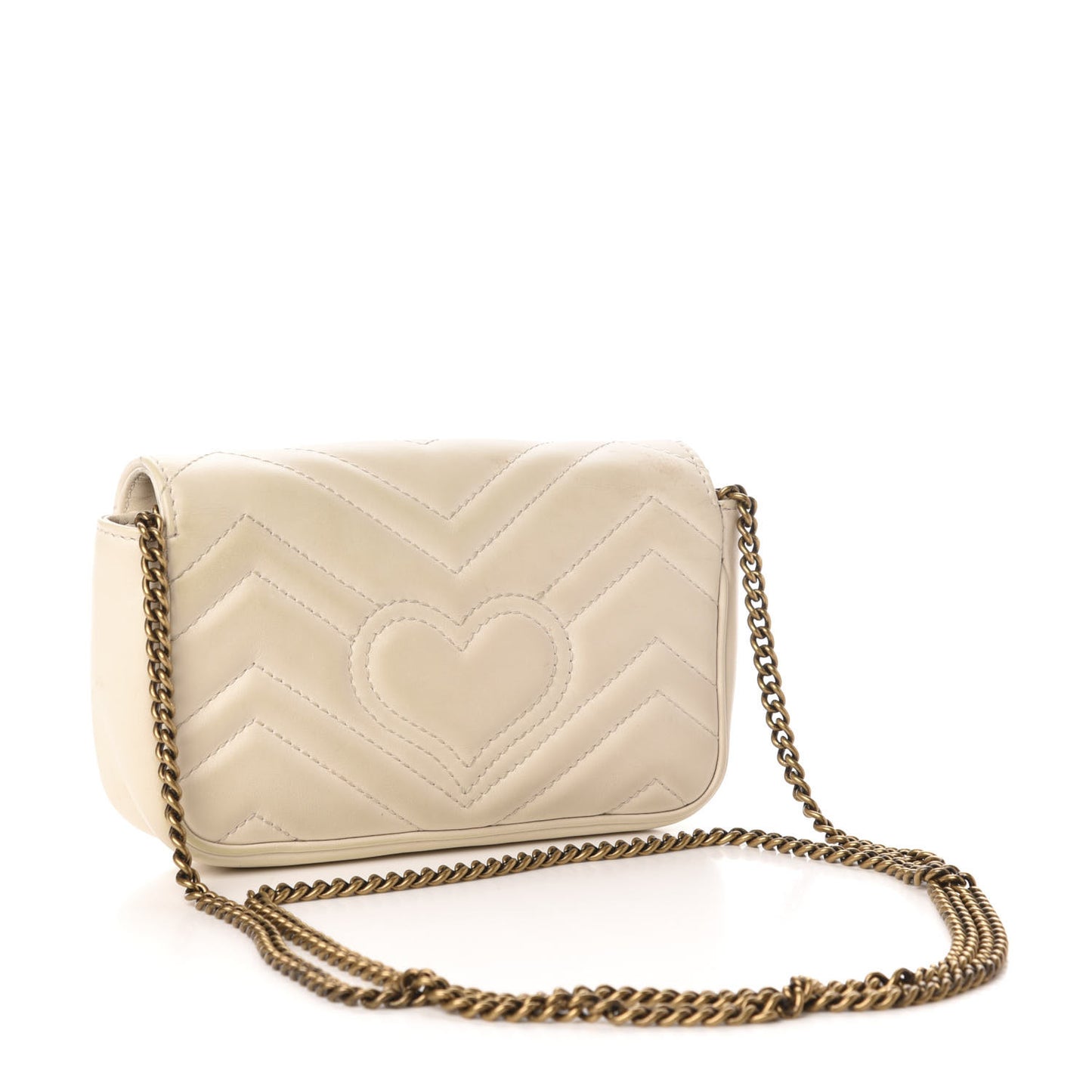 Calfskin Matelasse Super Mini GG Marmont Shoulder Bag White
