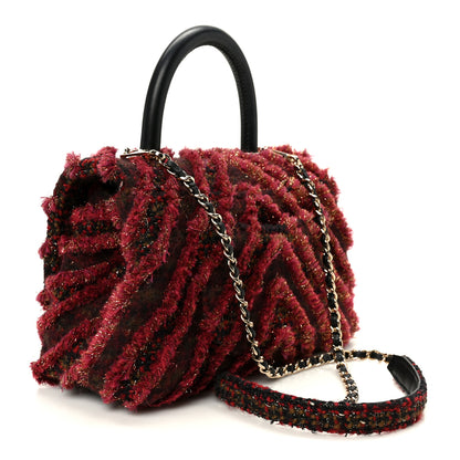 Chanel Tweed Fringe Mini Coco Handle Flap Red Black 3 of 11