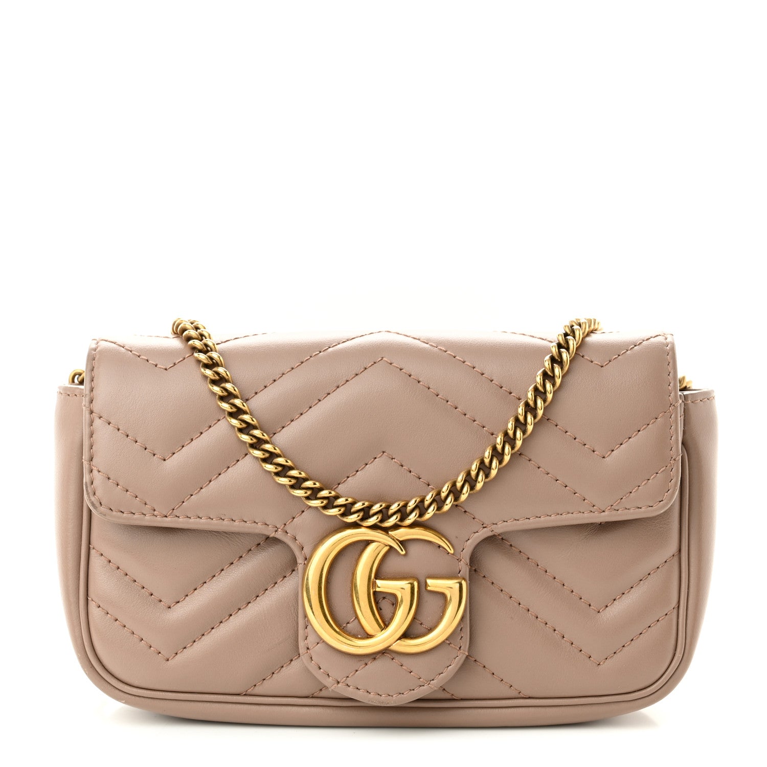 Gucci Calfskin Matelasse Super Mini GG Marmont Shoulder Bag Porcelain Rose 1 of 11