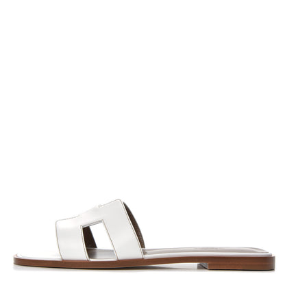 Hermes Box Calfskin Oran Sandals 39 White 1 of 9