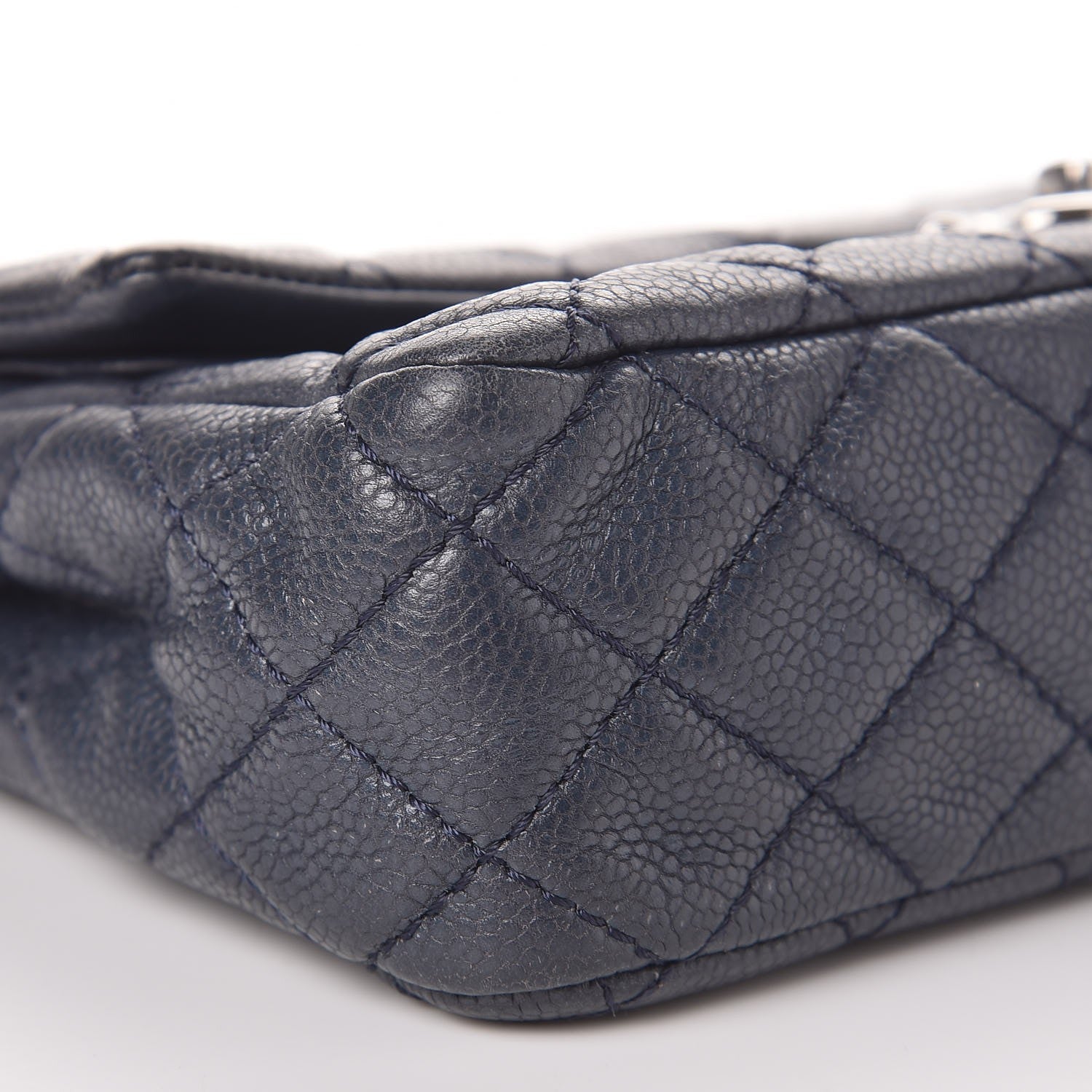 Chanel Washed Caviar Quilted Medium Double Flap Dark Blue 12 of 12