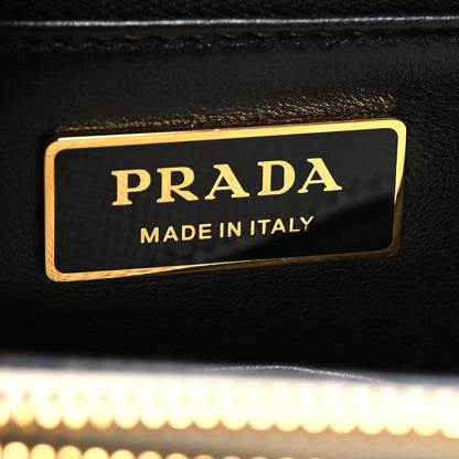 Prada Saffiano Lux Small Bi-Color Galleria Double Zip Tote Black White 7 of 13
