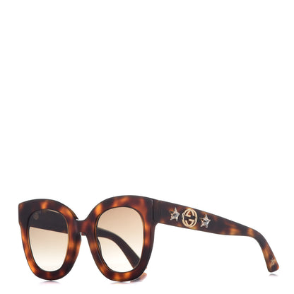 Gucci Round Frame Star Sunglasses GG0208S Tortoise 1 of 11