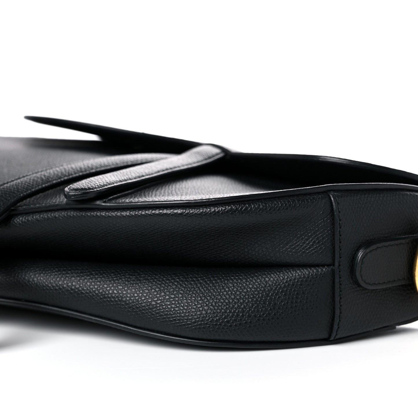 Grained Calfskin Saddle Bag Black
