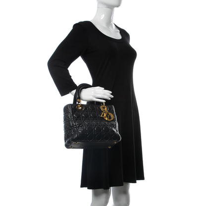 Christian Dior Lambskin Cannage Medium Lady Dior Black 2 of 12