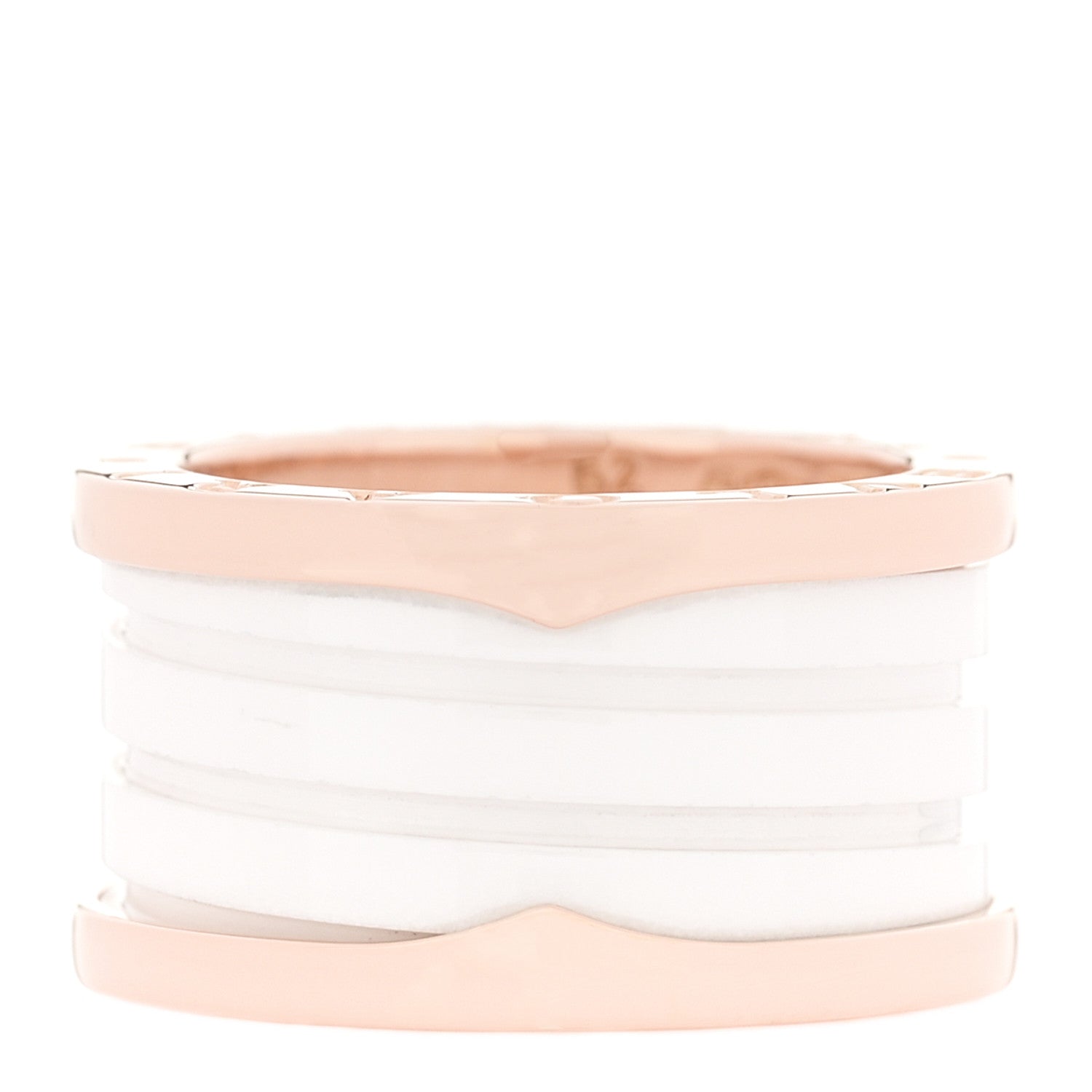 Bulgari 18K Rose Gold White Ceramic B.Zero1 Four-Band Ring 52 6 1 of 5