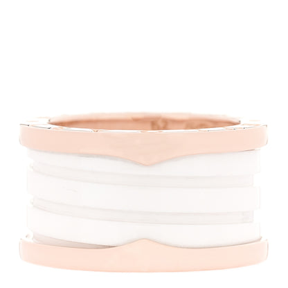 Bulgari 18K Rose Gold White Ceramic B.Zero1 Four-Band Ring 52 6 1 of 5