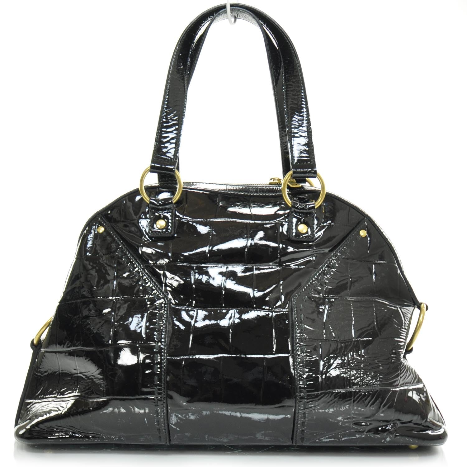 Saint Laurent Patent Croc Muse Black 4 of 8
