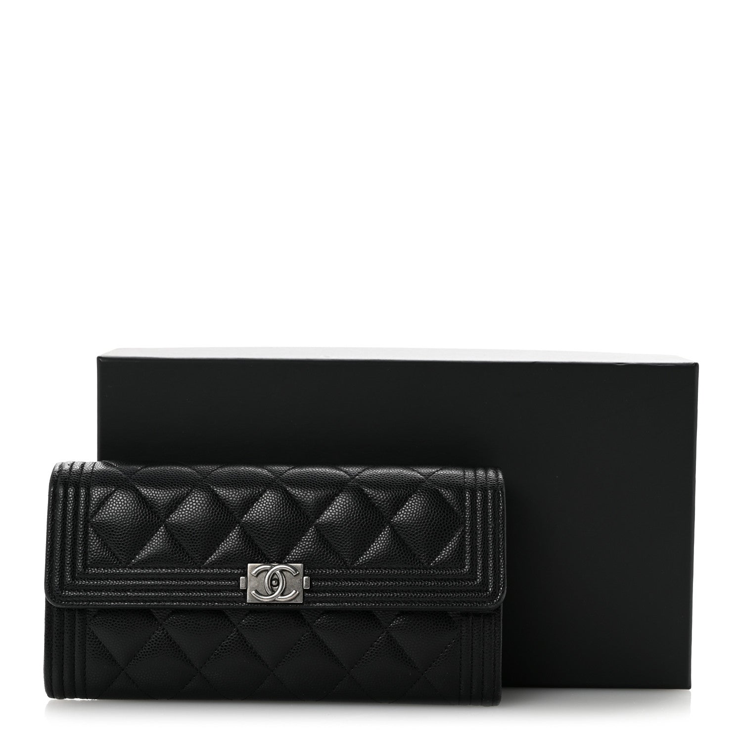 Chanel Caviar Quilted Large Boy Gusset Flap Wallet Black 12 of 12