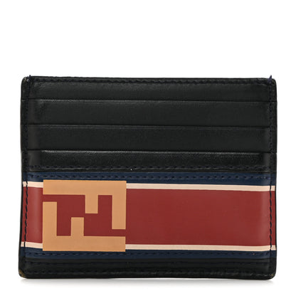 Fendi Vitello Stripe FF Card Holder Navy Multicolor 1 of 12