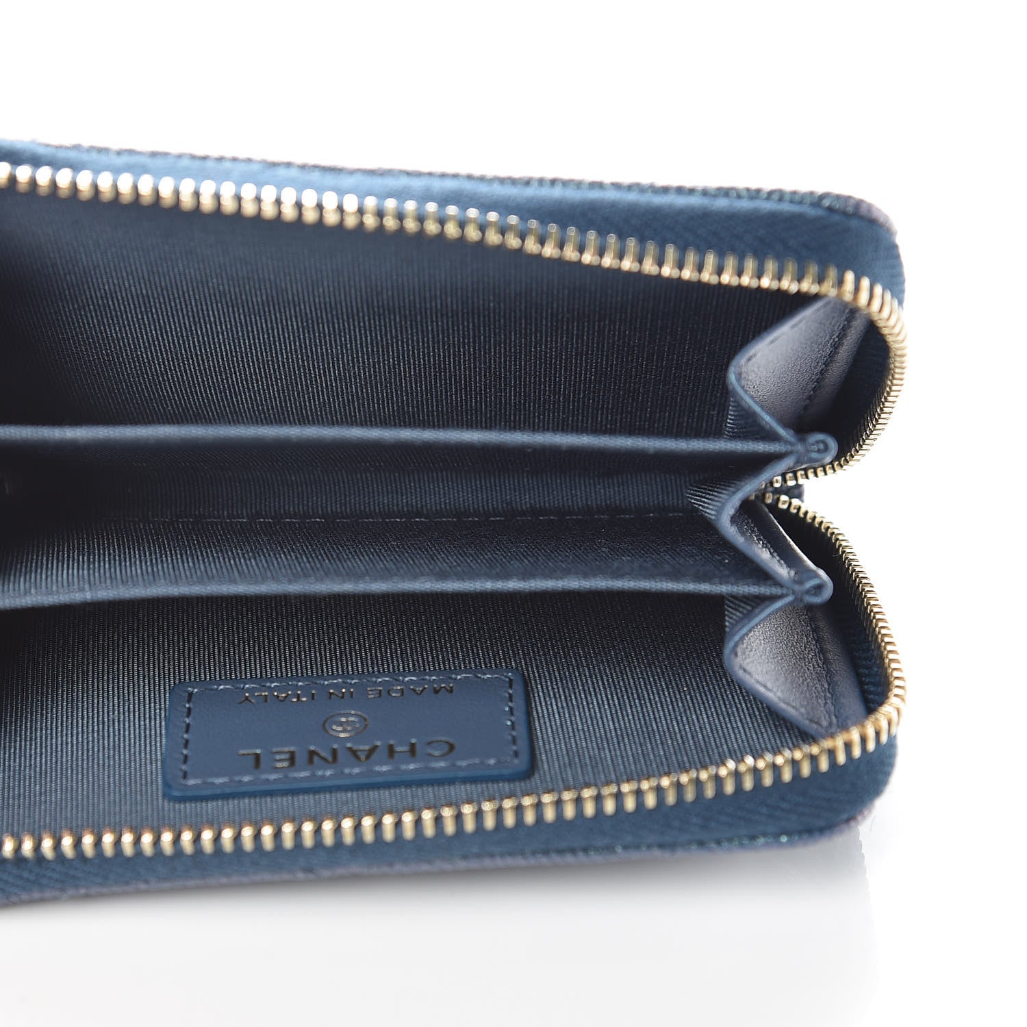 Chanel Iridescent Caviar Quilted Zip Coin Purse Blue 5 of 8