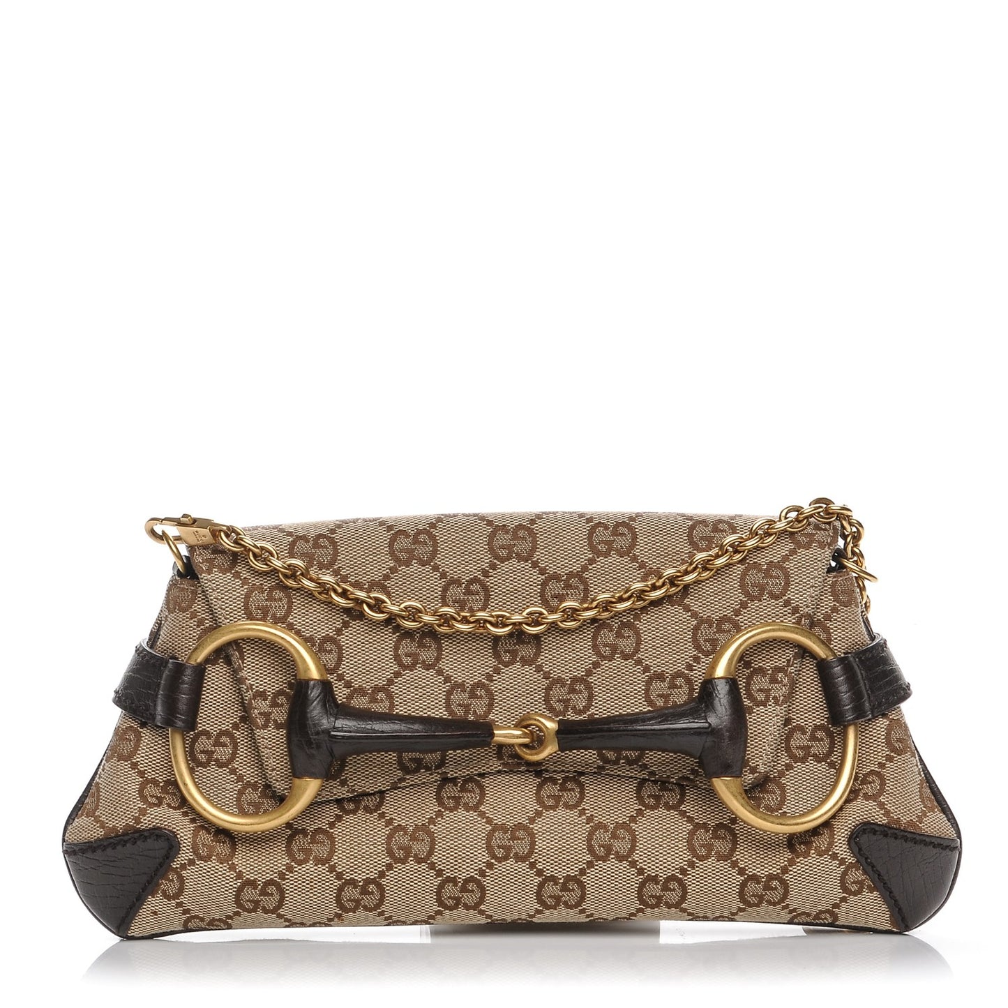 Monogram Horsebit Clutch Brown
