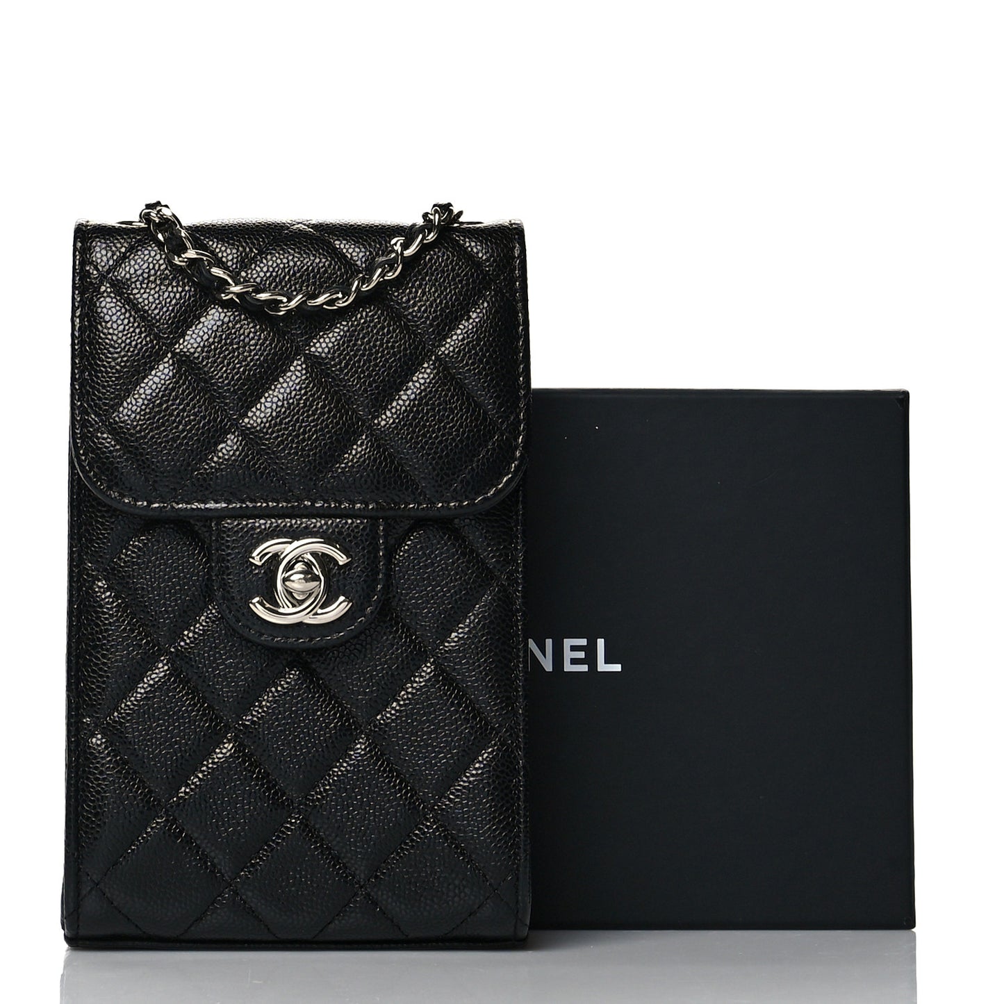 Caviar Quilted Classic Phone Holder Black