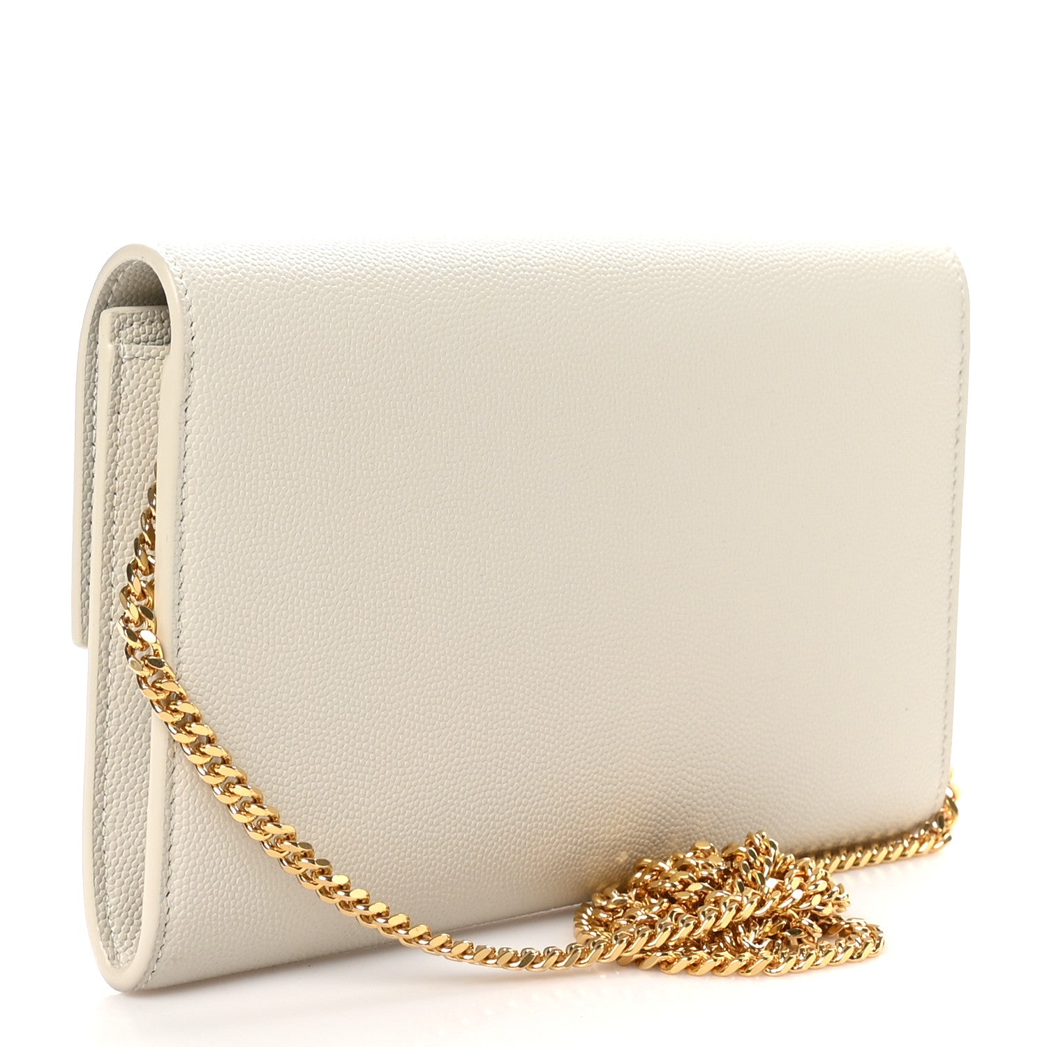 Saint Laurent Grain De Poudre Monogram Uptown Chain Wallet Crema Soft 4 of 11