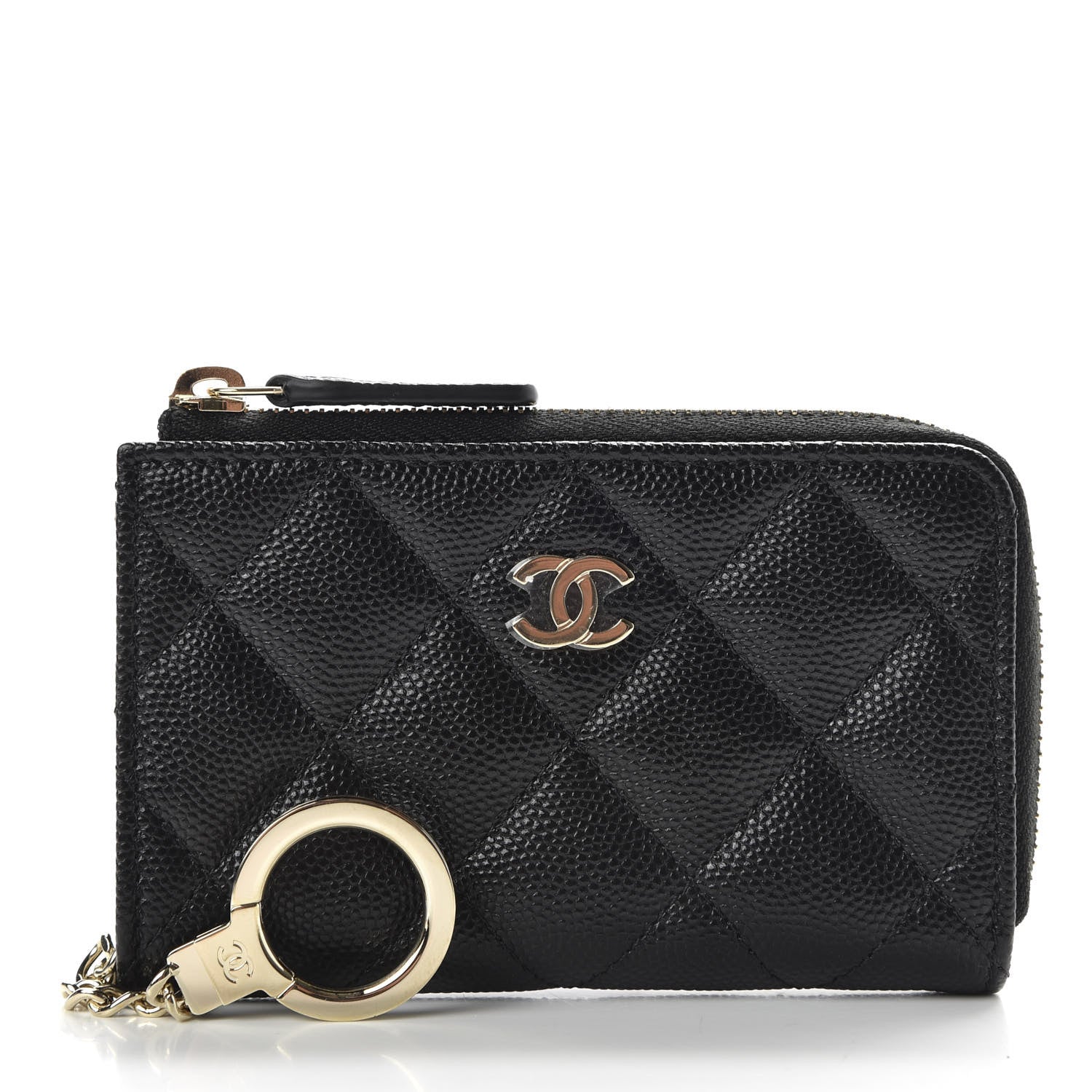 Chanel Caviar Quilted Zipped Key Holder Case Black 1 of 8