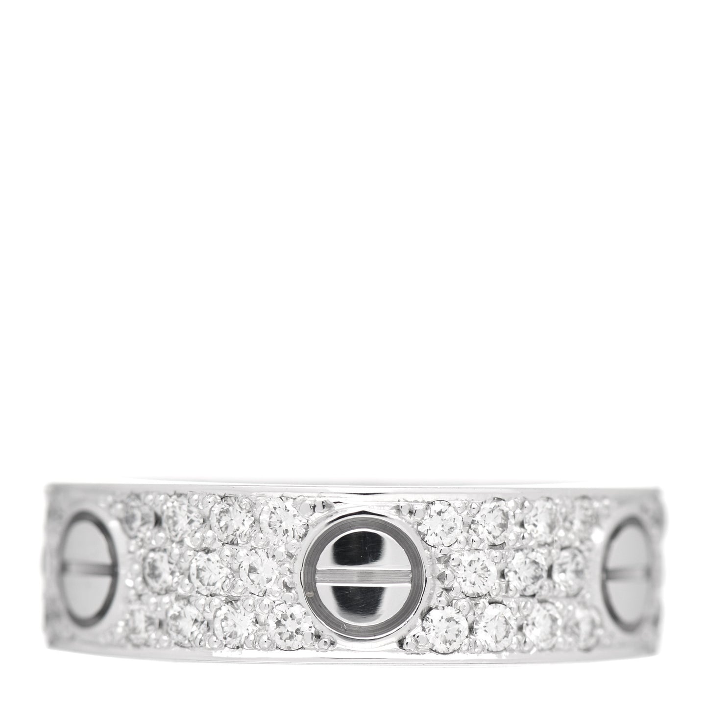 18K White Gold Diamond 6mm LOVE Paved Ring 58 8.25