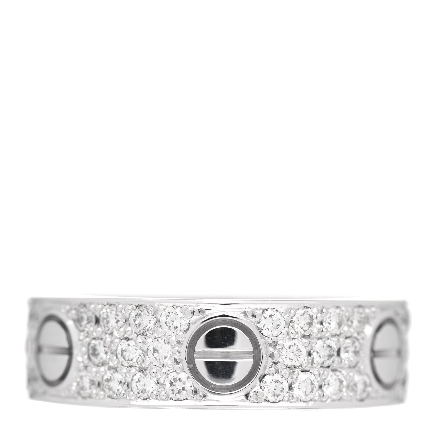 Cartier 18K White Gold Diamond 6mm LOVE Paved Ring 58 8.25 3 of 5