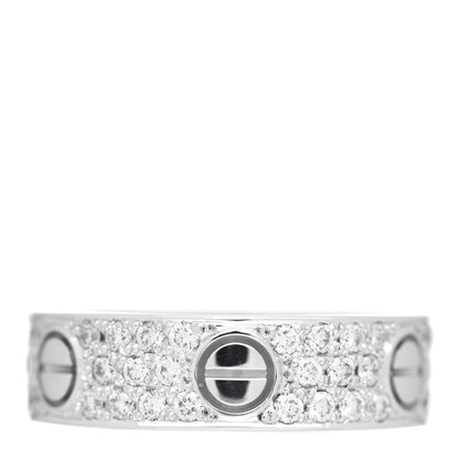 Cartier 18K White Gold Diamond 6mm LOVE Paved Ring 58 8.25 3 of 5