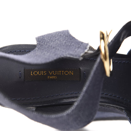 Louis Vuitton Canvas Blue Shore Wedge Sandal 36 Marine 7 of 11