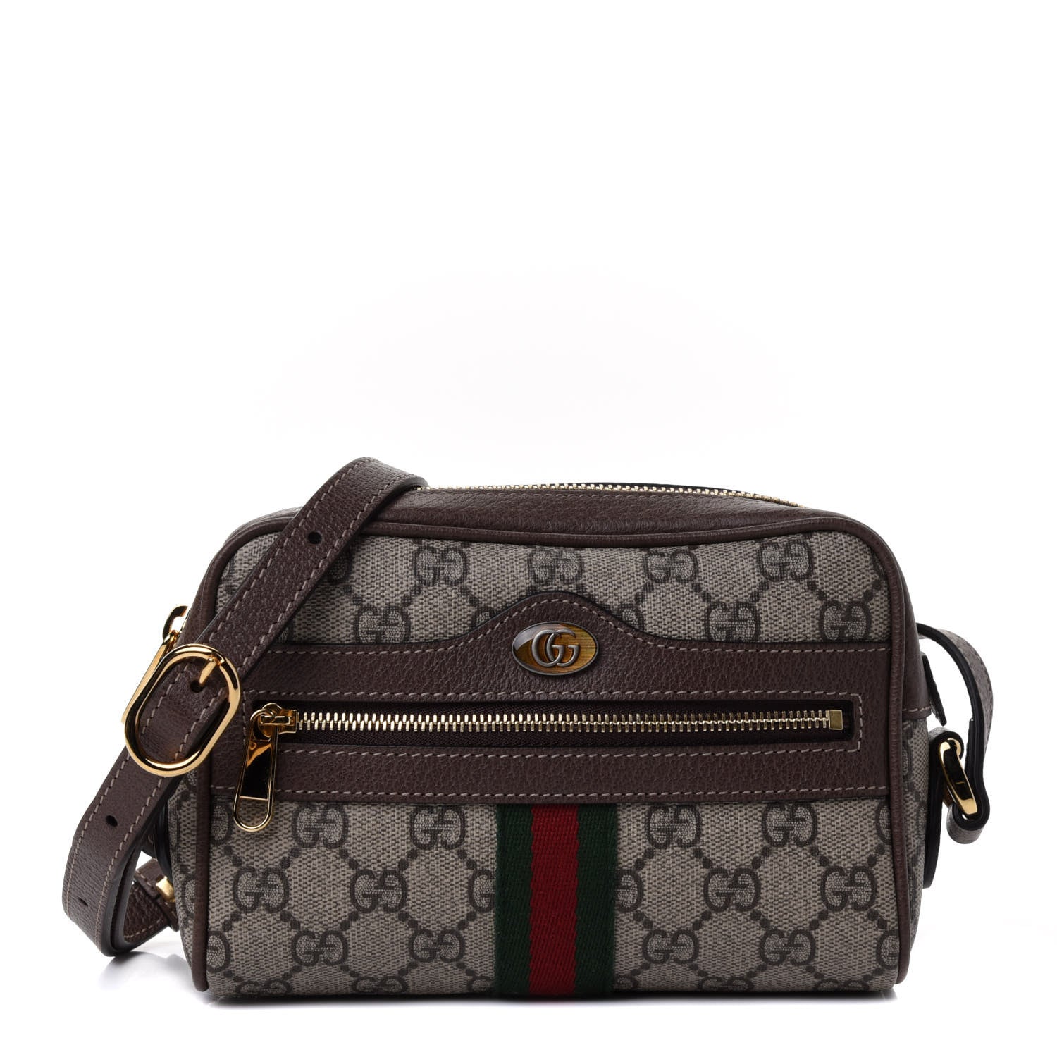 Gucci GG Supreme Monogram Web Mini Ophidia Shoulder Bag Brown 1 of 4