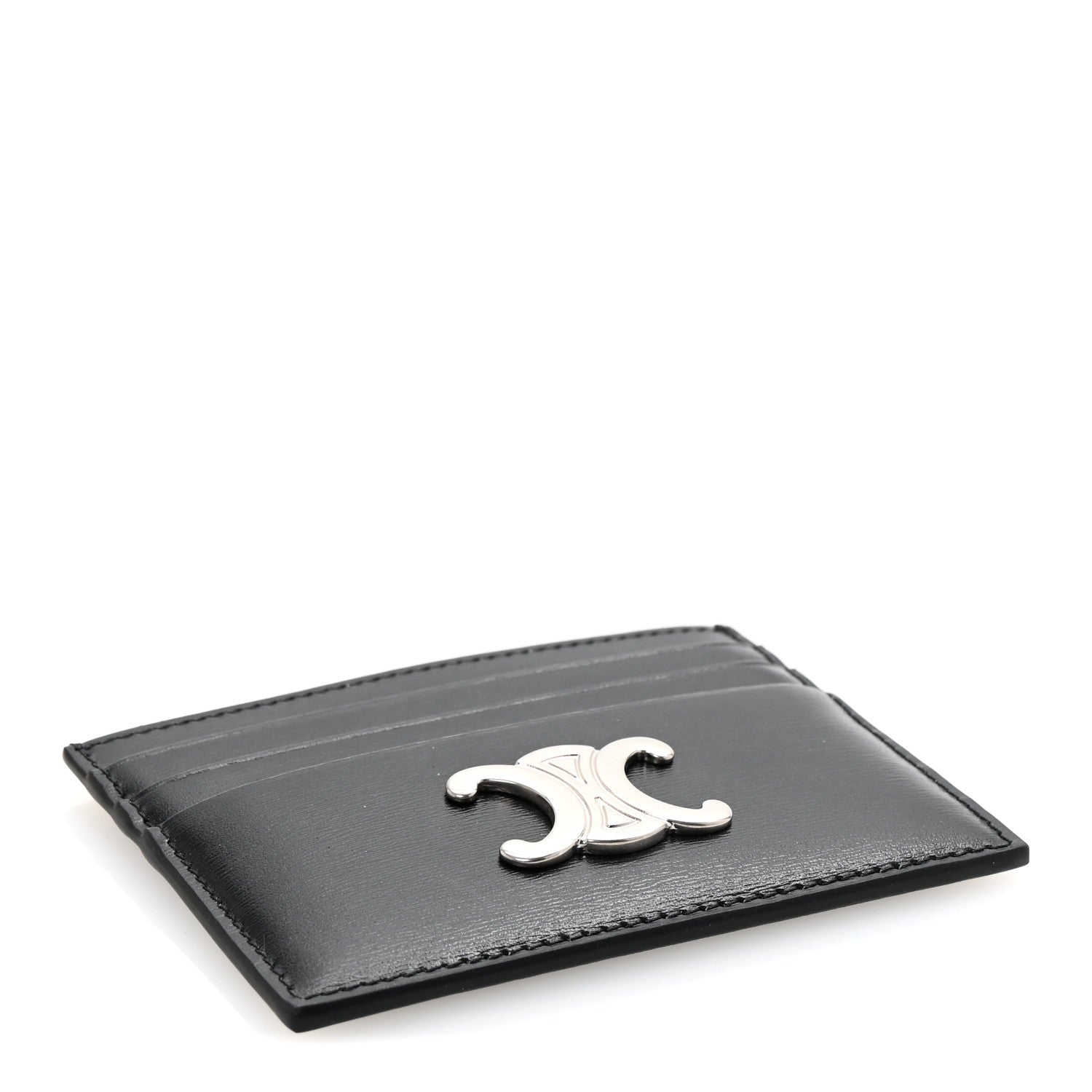 Celine Shiny Calfskin Triomphe Card Holder Black Black 4 of 7