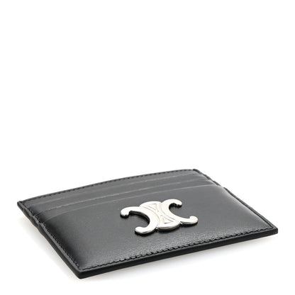 Celine Shiny Calfskin Triomphe Card Holder Black Black 4 of 7