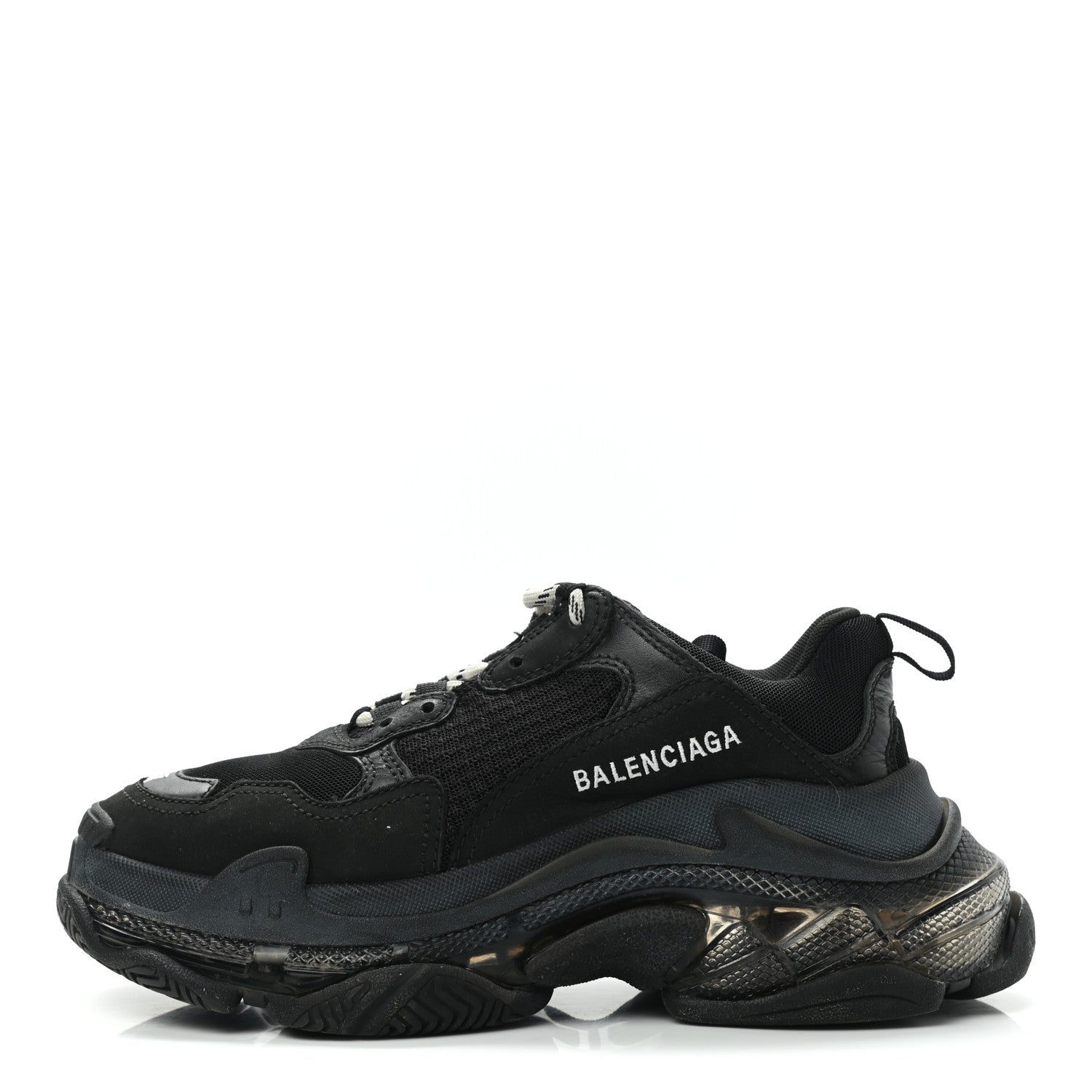 Balenciaga Fabric Mesh Clear Sole Womens Triple S Sneakers 37 Black 1 of 14