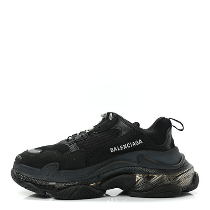 Balenciaga Fabric Mesh Clear Sole Womens Triple S Sneakers 37 Black 1 of 14