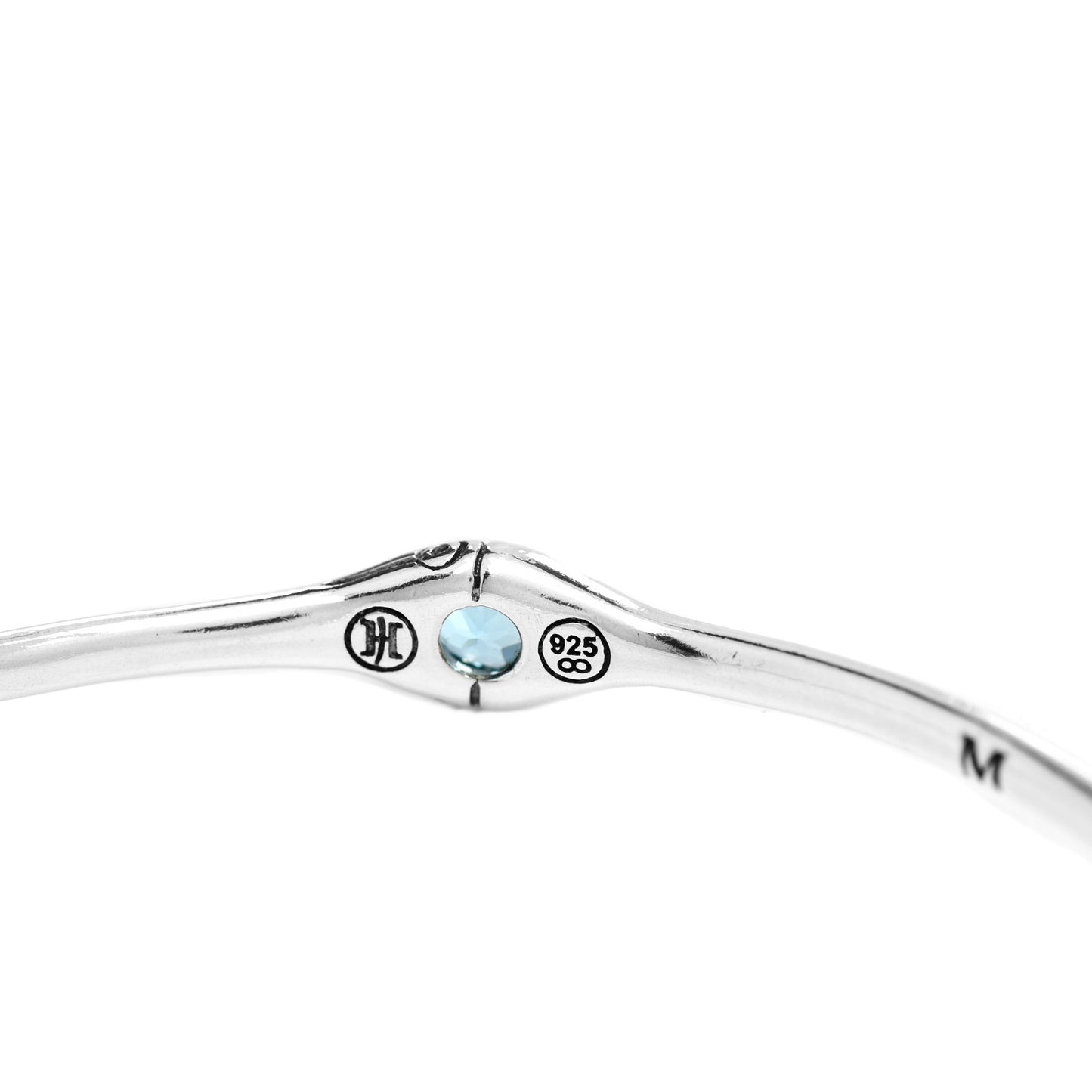 Sterling Silver Blue Topaz Bamboo Bangle Bracelet Set of 3