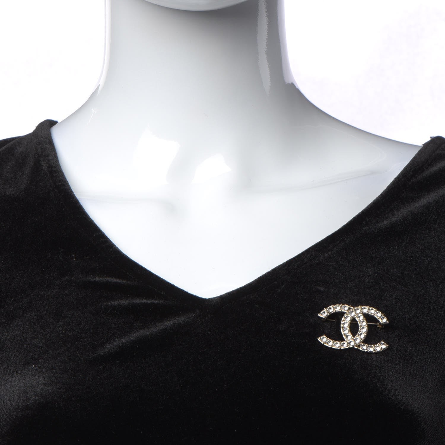 Chanel Crystal CC Brooch Gold 2 of 5