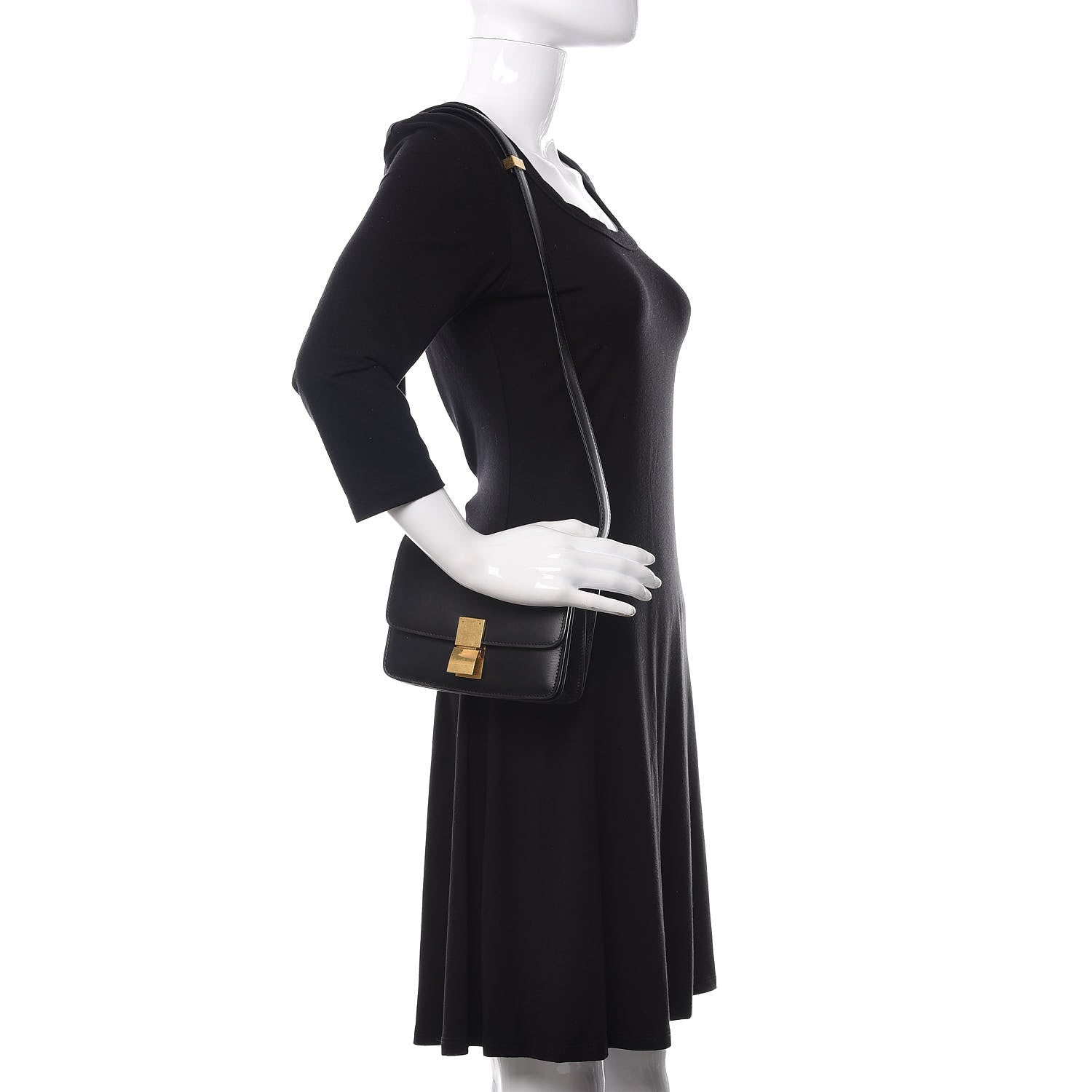 Celine Box Calfskin Small Classic Box Flap Bag Black 2 of 8
