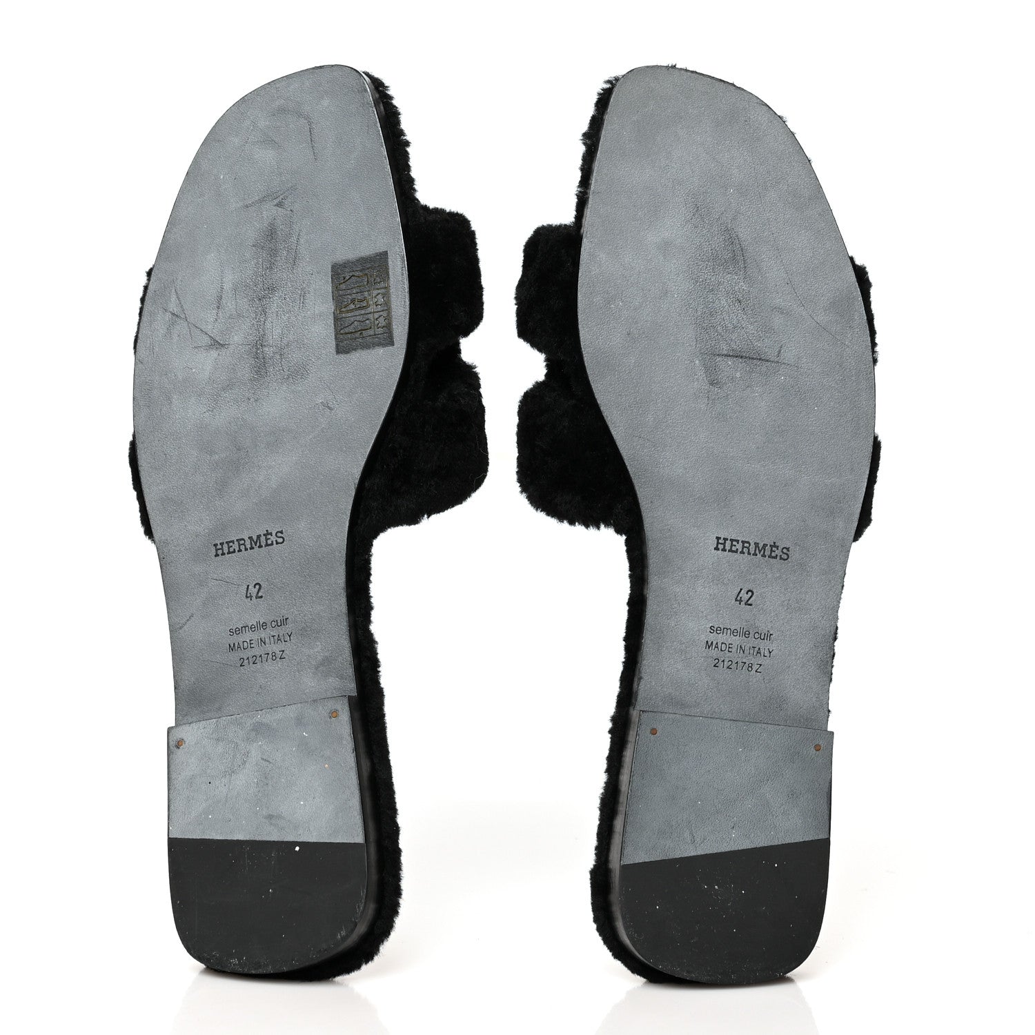 Hermes Woolskin Oran Sandals 42 Black 5 of 7