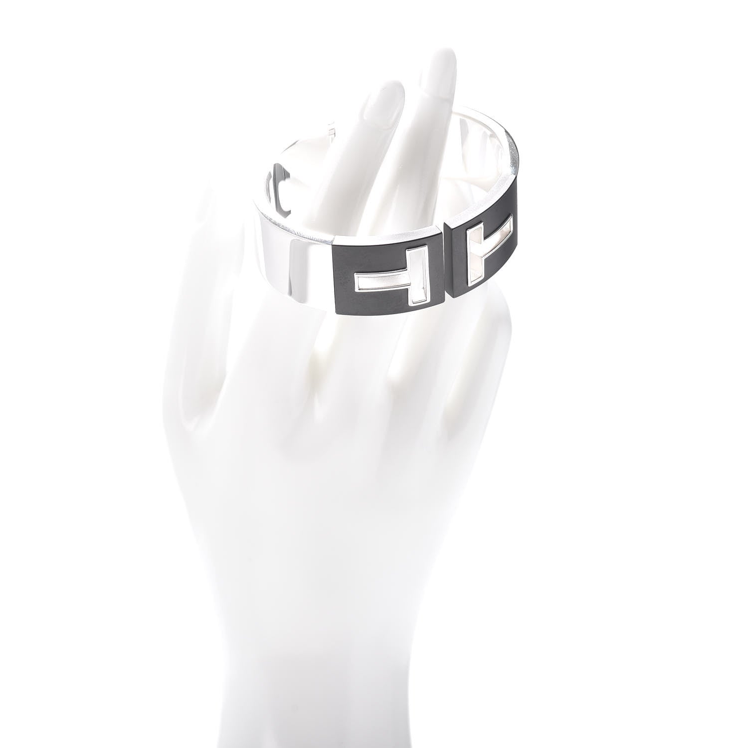 Tiffany Sterling Silver Black Ceramic T Cutout Cuff Bracelet 2 of 4