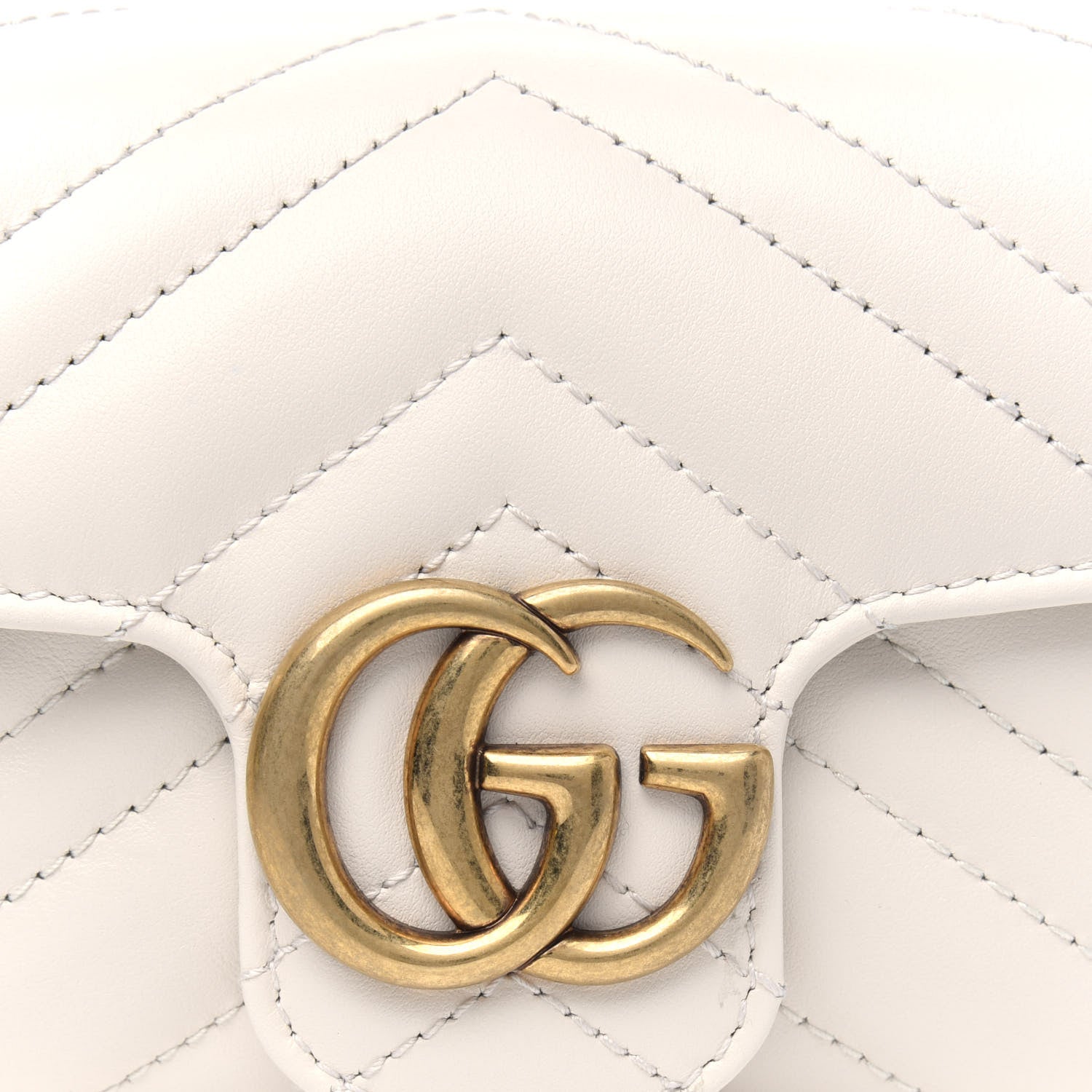 Gucci Calfskin Matelasse Super Mini GG Marmont Shoulder Bag White 5 of 5
