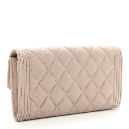 Chanel Caviar Quilted Large Boy Gusset Flap Wallet Beige 3 of 10