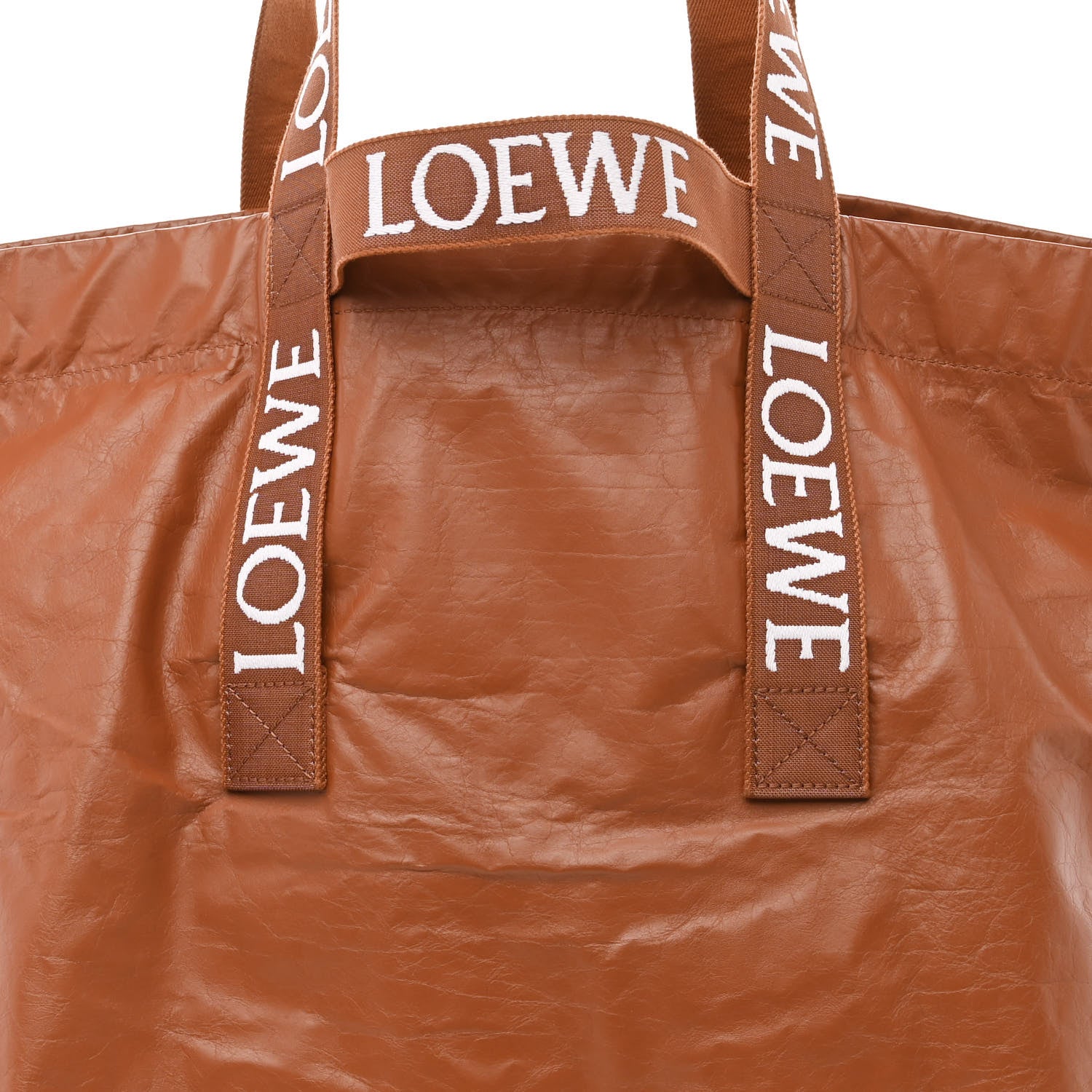 Loewe Paper Calfskin Fold Shopper Tote Tan 9 of 11