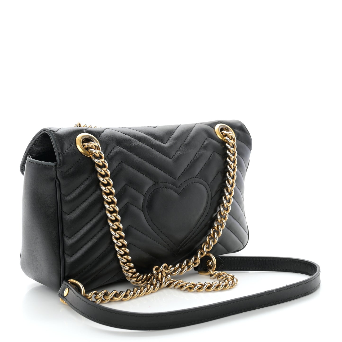 Calfskin Matelasse Small GG Marmont Shoulder Bag Black