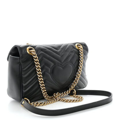 Gucci Calfskin Matelasse Small GG Marmont Shoulder Bag Black 3 of 12