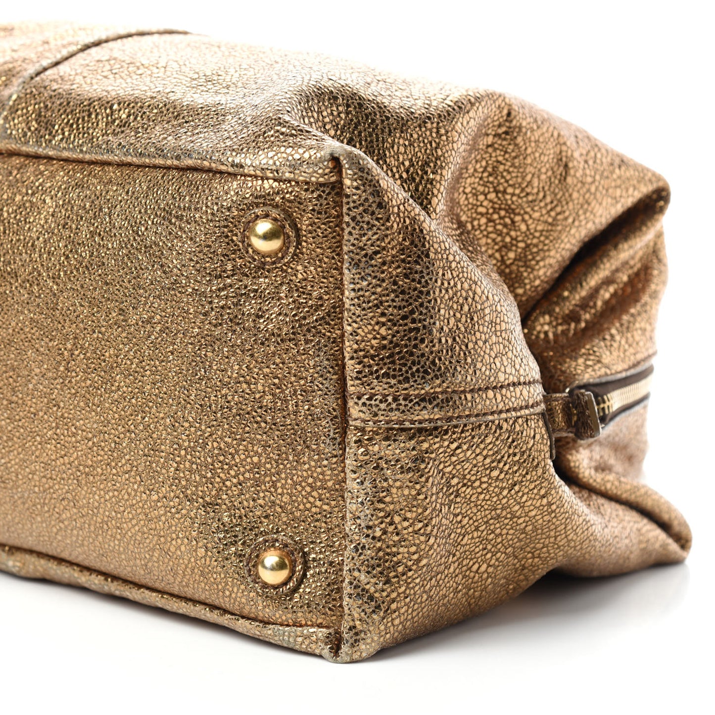 Volcano Crackled Calfskin Medium Easy Y Bag Gold