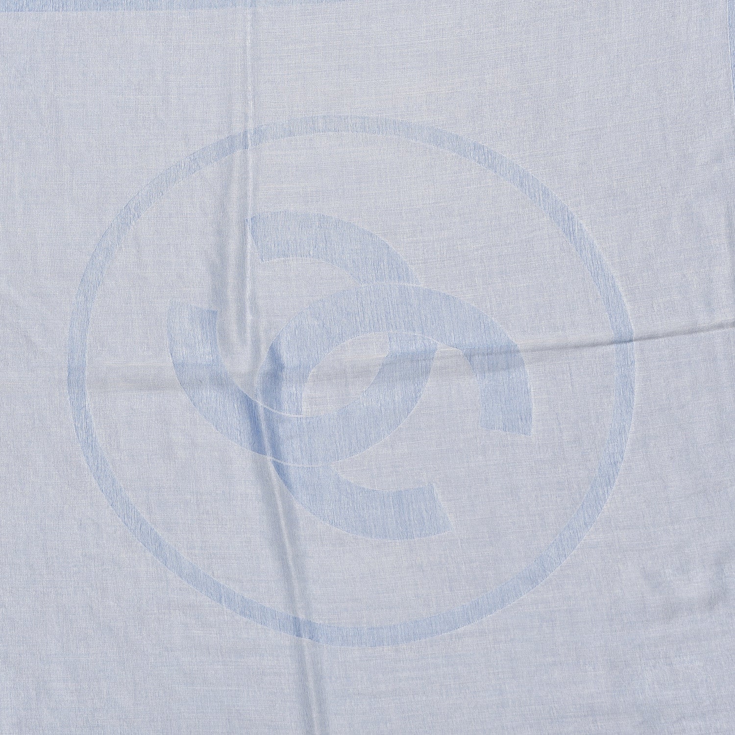 Chanel Cashmere Cotton Silk CC Square Fringe Scarf Light Blue 3 of 4