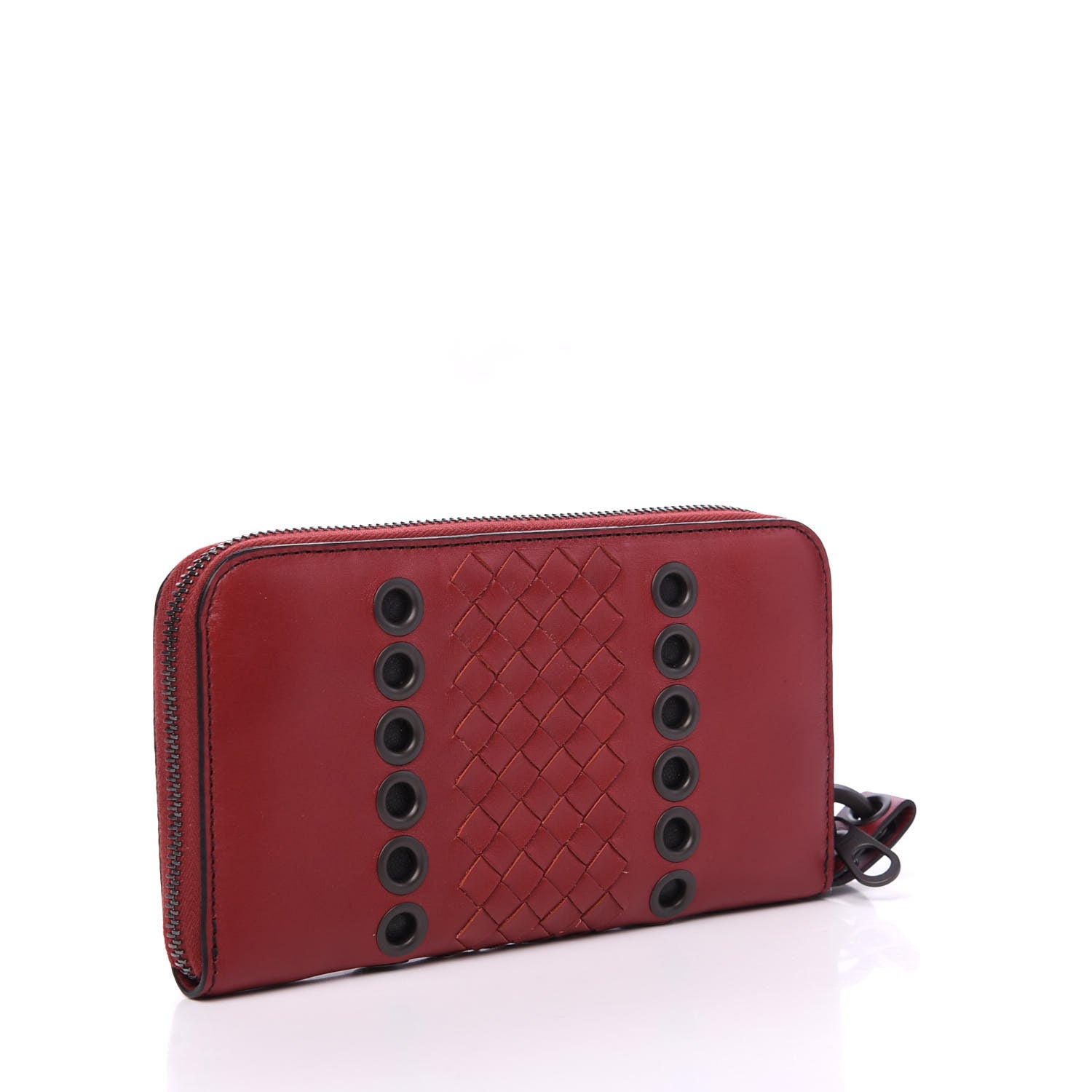 Bottega Veneta Nappa Intrecciato Eyelets Zip Around Wallet Baccara Rose 2 of 9
