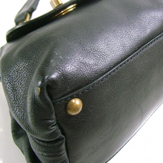 Leather Tweed Clasp Tote Black