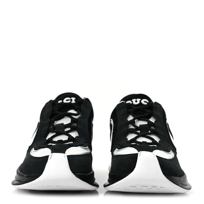 Gucci Technical Knit Fabric Suede Calfskin Mens Gucci Run Sneakers 8.5 Black White 3 of 11