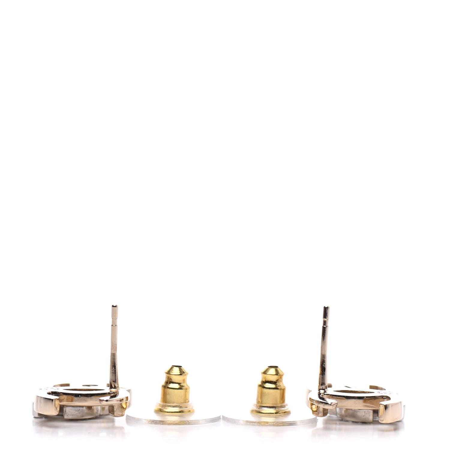 Chanel Crystal Double CC Earrings Gold Silver 3 of 4