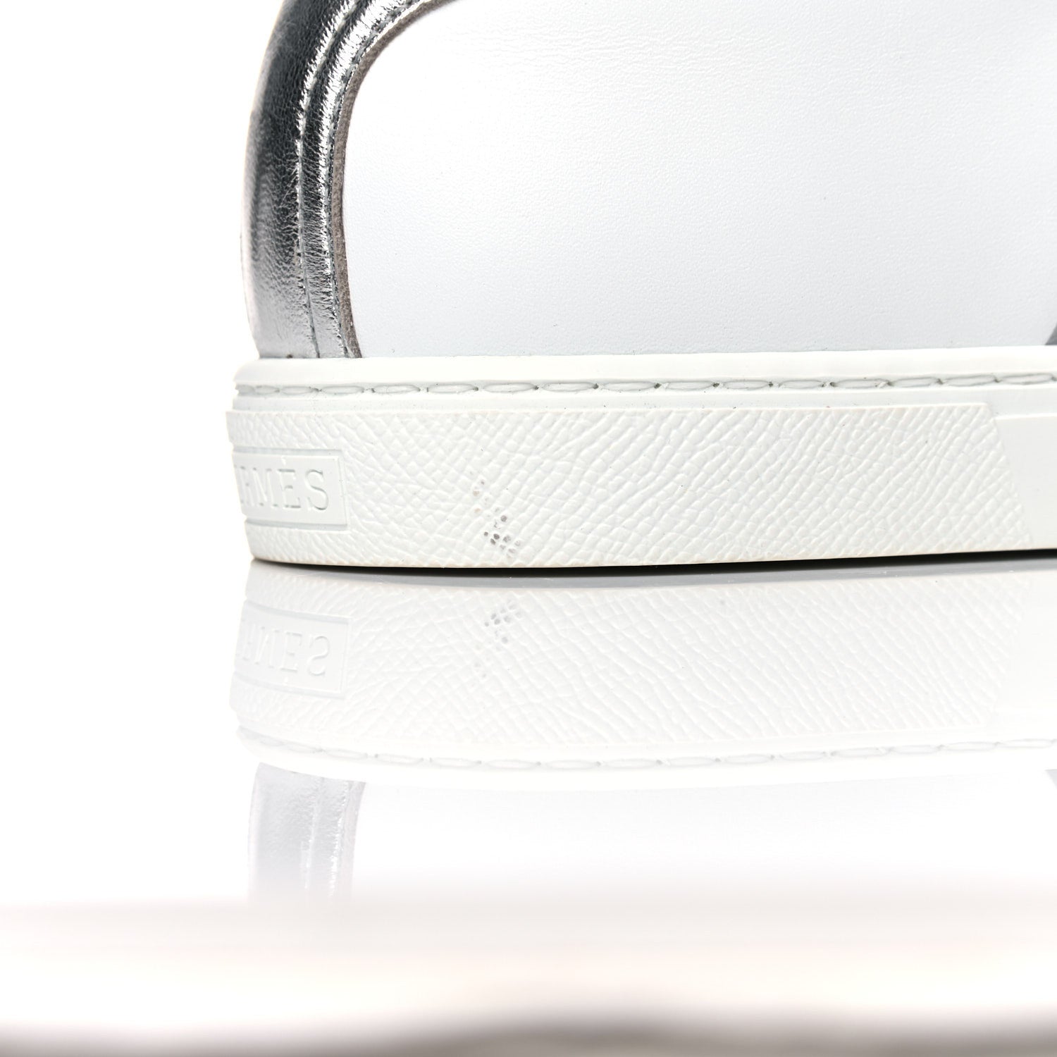 Hermes Nappa Womens Avantage Sneakers 37.5 White Argent 7 of 10