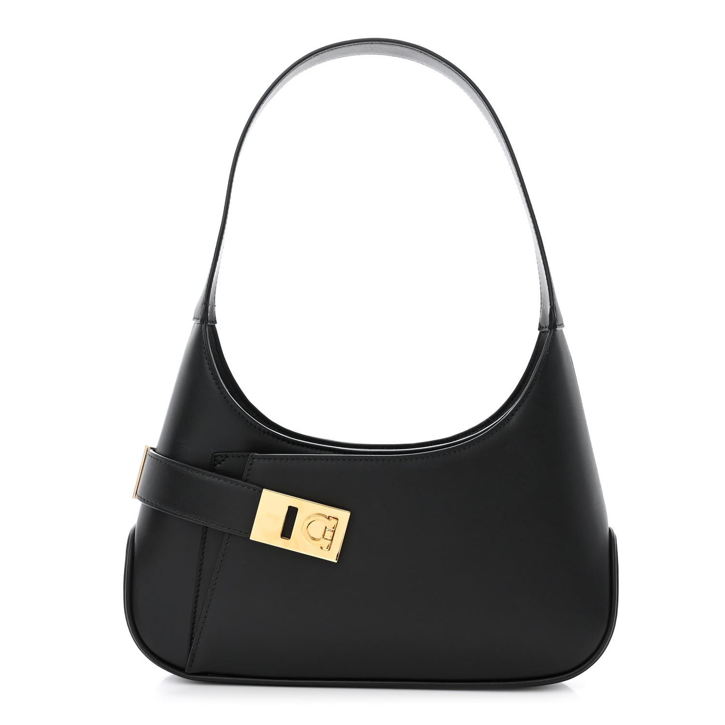 Soft Calfskin Gancini Hobo Black