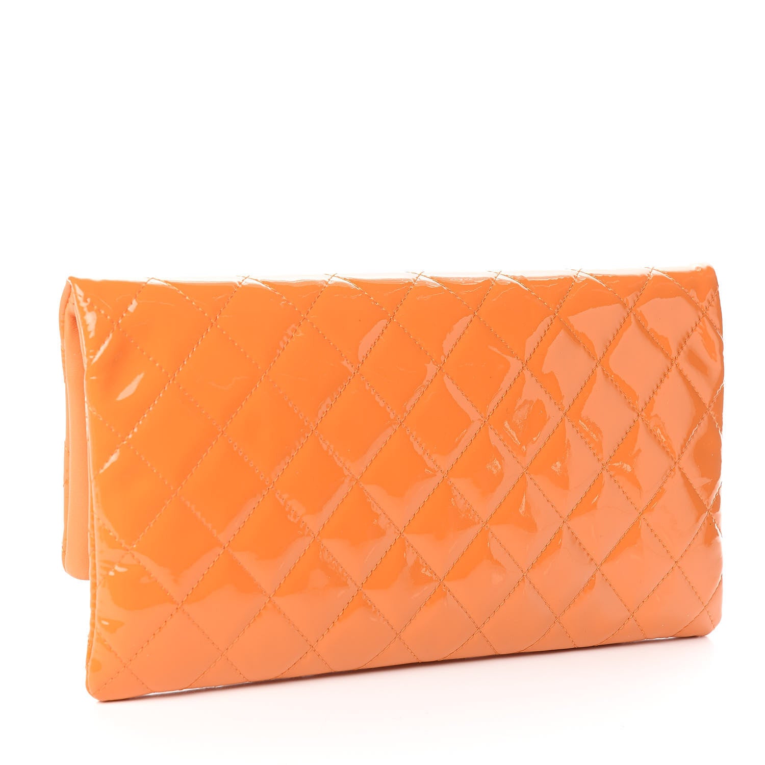 Chanel Patent Calfskin Quilted Beauty CC Clutch Orange 3 of 8