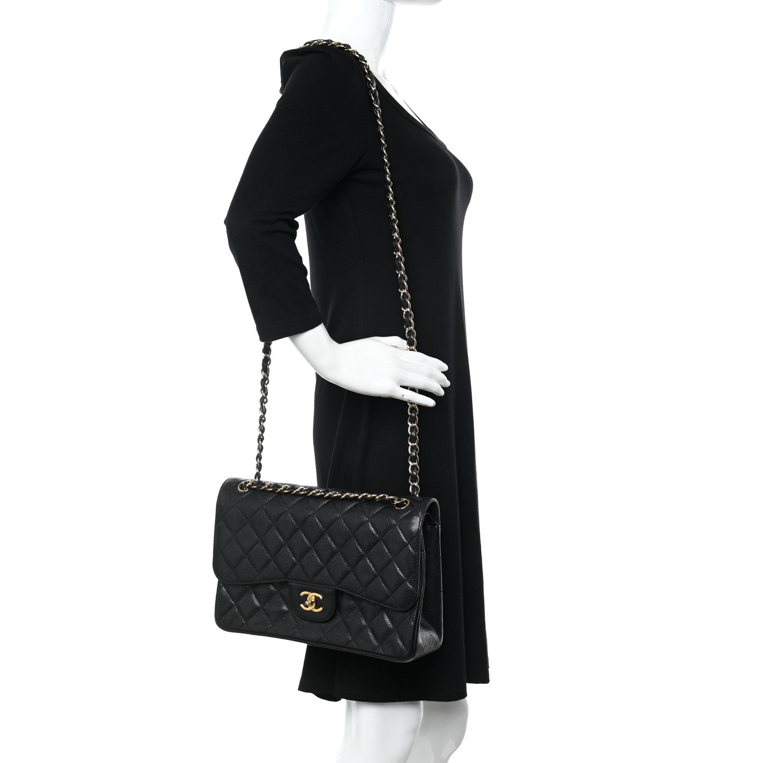 Chanel Caviar Quilted Jumbo Double Flap Black 2 of 10